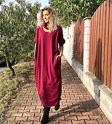 Šaty - Rolákové šaty dlouhé vínové - 16081387_