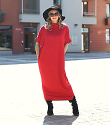 Šaty - Rolákové šaty dlouhé červené - 16081416_