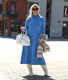 Šaty - Zvonové šaty s rozparkem modré - 16081526_