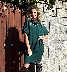 Šaty - Rolákové šaty krátké tmavě zelené - 16081582_
