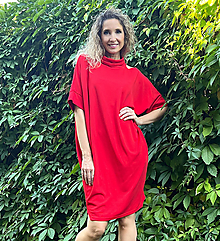 Šaty - Rolákové šaty krátké červené - 16081602_