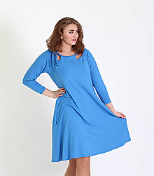 Šaty - Blankytně modré zvonové šaty s vázáním - 16081717_