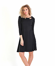 Šaty - Černé zvonové šaty s vázáním - 16081774_