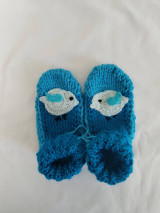 Detské topánky - Tyrkysové ponožky vtáčik - 16081507_