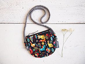 Detské tašky - Detská taštička - minimal zvieratká na čiernej - 16081762_