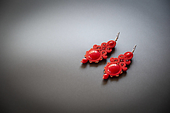 Red Dalia - Ručne šité šujtášové náušnice - Soutache earrings