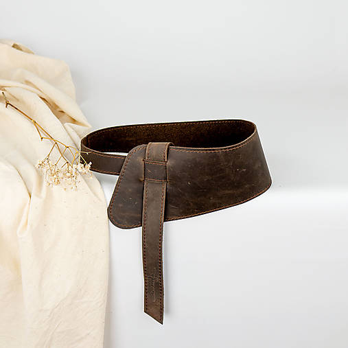 Opasky - Kožený opasok Ruiz (crazy tmavohnedá) - 16083002_