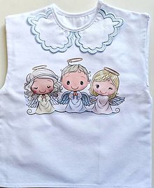 Detské oblečenie - Košieľka na krst - Traja anjelíci MODRÁ - 16081721_