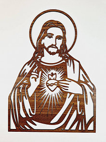 Dekorácie - Obraz Najsvätejšie srdce Ježišovo III. (odtieň orech) - 16083048_