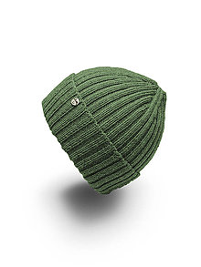 Čiapky, čelenky, klobúky - Merino čiapka s prekladom zelená army - 16082441_