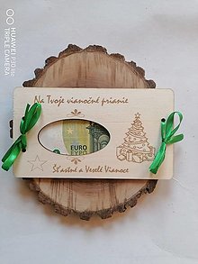 Papiernictvo - Vianočna drevena obálka stromček typ 1_rôzne farby stuhy - 16082628_
