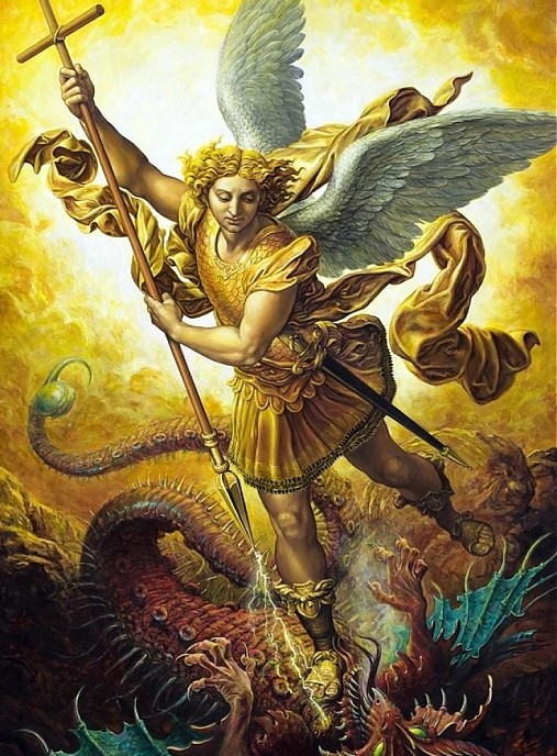 Obrazy - Archanjel Michael (spolu s podrámom) - 16082672_