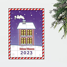 Dekorácie - Adventný kalendár - domček poschodový v noci - 16084061_