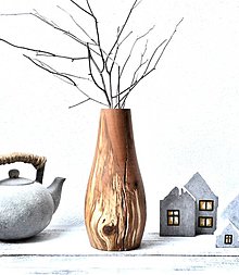 Dekorácie - Drevená váza - natur - čerešňa - 16085778_