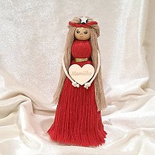 Dekorácie - Makramé bábika-hviezdička-pre mamu (15cm-červená) - 16087416_