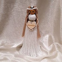 Dekorácie - Makramé bábika-hviezdička-pre mamu (17cm-biela) - 16087440_