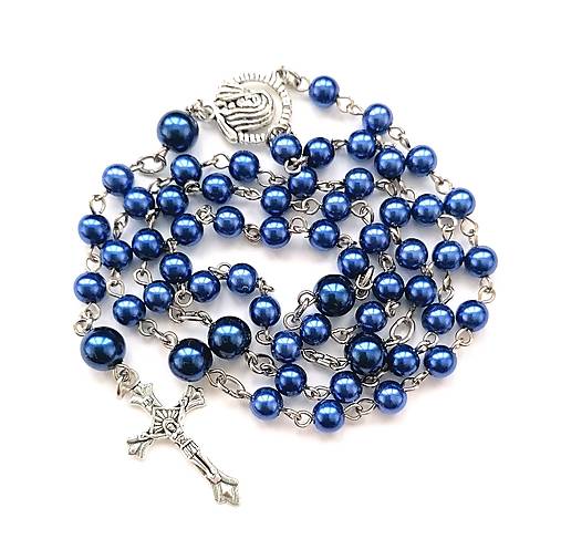Náhrdelníky - Ruženec perličkový (modrá) - 16085543_