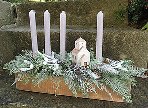 Svietidlá a sviečky - Adventný svietnik Kostolík - 16087895_