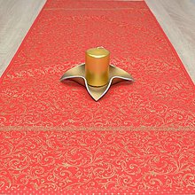 Úžitkový textil - KORINA- zlaté ornamenty na červenej - vianočná štóla - 16085461_