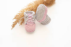 Detské topánky - Háčkované papučky zo 100% bavlny - ružové - 16087738_