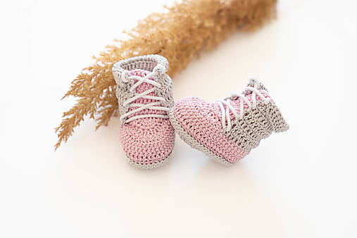 Háčkované papučky zo 100% bavlny - ružové