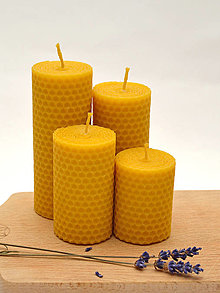 Sviečky - Súprava hrubých sviečok z včelieho vosku - 16086548_