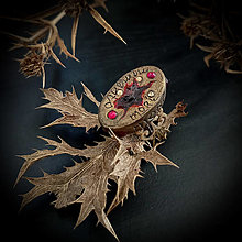 Prstene - Renesančný prsteň Memento mori, upírsky cosplay stredoveká fantasy gotika, láska a krv - 16086304_