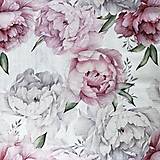 Textil - bavlnené zmesové plátno Pivónie, EÚ, šírka 140 cm - 16089795_