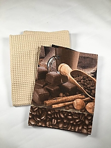 Úžitkový textil - Bavlnené vaflové utierky (2ks Káva v krabičke) - 16090028_
