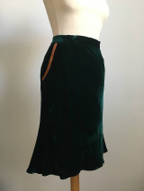 Sukne - zamatová sukňa zelená - kostýmový set sukňa a vesta - 16091225_