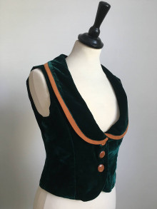 Vesty - zamatová vesta zelená - kostýmový set vesta a sukňa - 16089353_