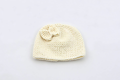Detské čiapky - Krémová čiapka s mašličkou MERINO - 16091325_