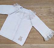 Detský textil - biely svetrík s francúzskou čipkou - 16089603_