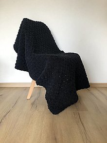 Detský textil - Deka z priadze Alize Puffy 100x80cm - čierna (120x90cm) - 16089445_