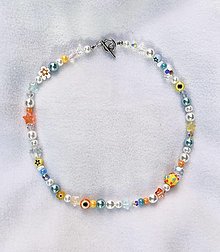 Náhrdelníky - the starfish necklace (žlto-modrý) - 16092657_