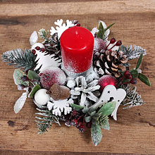 Svietidlá a sviečky - Malý vianočný svietnik, vianočná dekorácia na stôl - 16091534_
