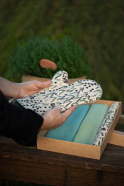 Úžitkový textil - Darčeková kuchynská sada Lavender - 16091965_