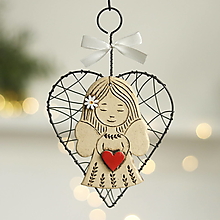 Dekorácie - srdce s anjelom- vianočná dekorácia - 16095296_