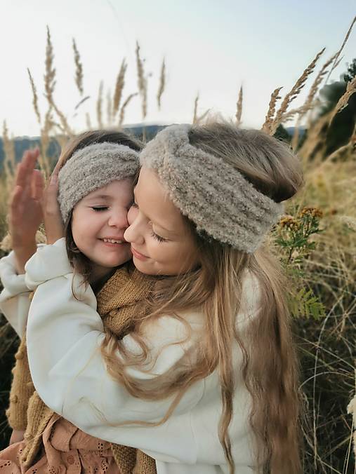 Čiapky, čelenky, klobúky - MAMA a MINI - Alpaka BOUCLÉ  čelenky - 16096022_