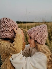 Detské čiapky - SISTERS-  vlnené chunky čiapky - 16096353_
