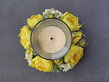 Svietidlá - Svietnik so žltými papierovými kvetmi - 16095257_