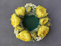 Svietidlá - Svietnik so žltými papierovými kvetmi - 16095258_