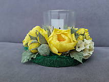 Svietidlá - Svietnik so žltými papierovými kvetmi - 16095260_