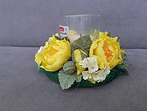 Svietidlá - Svietnik so žltými papierovými kvetmi - 16095261_