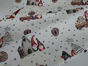Úžitkový textil - Vianočný klasický obrus ,,škriatok na béžovej" - 16099103_