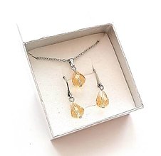 Sady šperkov - Sada brúsené kvapky 8x10 mm + oceľ (zlatohnedá svetlá) - 16100202_