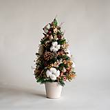  - Malý vianočný stromček (50cm) ozdobený svetielkami a prírodnými ozdobami v trendovej bielo-ružovej farebnej kombinácií - 16099399_