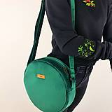 Baxie handmade Emerald, okrúhla smaradgová zelená zamatová kabelka, zelená guľatá zamatová kabelka
