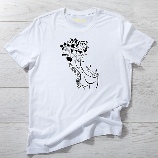 Topy, tričká, tielka - Moje telo -moja voľba  (S - Biela) - 16098285_