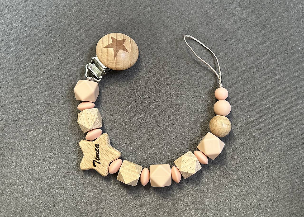 Personalizovaná retiazka na cumlík/dudlík alebo hryzadlo “Hviezda” s menom